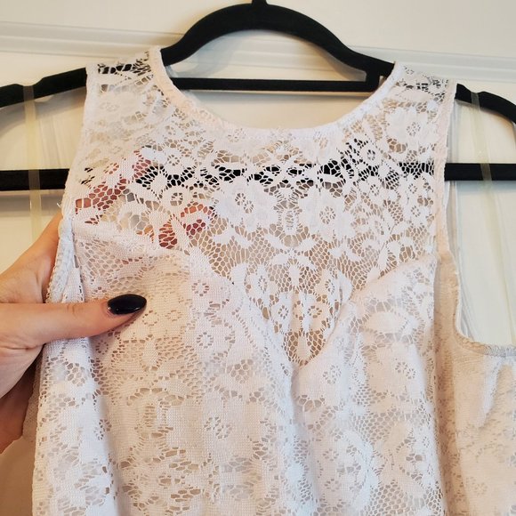 Lily Rose High-Low White Lace Dress - Juniors Medium - Picture 16 of 17